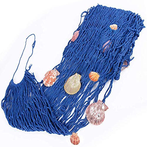 Eterspr Fischernetz Deko, Fischernetz Wandbehänge, Muscheln Deko Netz, Mediterranen Stil Fischerei Dekorative, Für Restaurantdekoration, Heimdekoration, Themenbar(1 * 2m Blau)