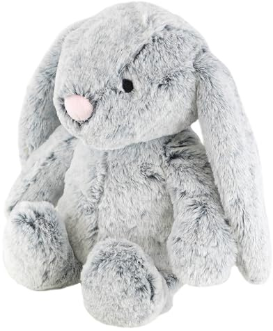 The Magic Toy Shop Grey Plush Rabbit Bunny Teddy 25cm / 10 - Soft Cuddly Toy, Seated Stuffed Animal - Great Gift for Kids & Adults for All Occasions