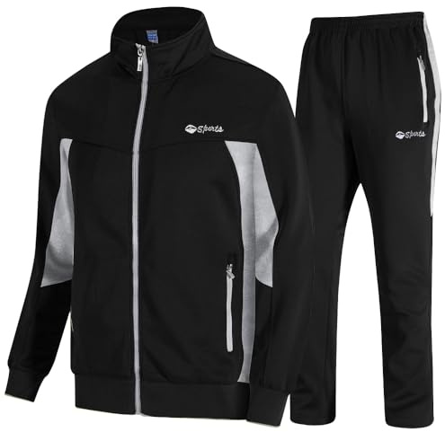 donhobo herr joggingdräkt träningsoverall sportdräkt fotboll sportbyxor hoodie byxor för gym varm tracksuit, 02svart, XL
