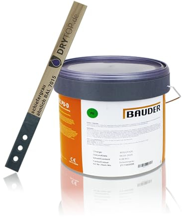 Bauder LIQUITEC PU Detail – 1-komponentiges, lösemittelfreies PU Flüssigkunststoff-System für Details und Anschlüsse – 6,0 kg/Eimer – Farbe: schiefergrau
