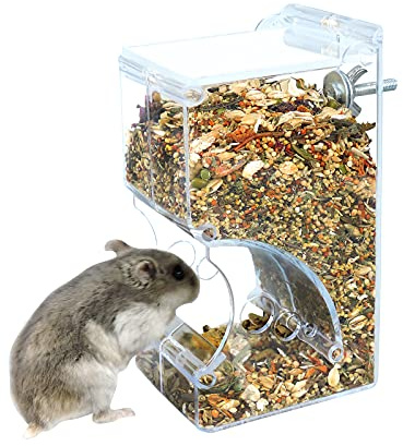 Andiker Automatic Hamster Feeder, 400ml Transparent Acrylic Food Automatic Feeder Acrylic Hamster Feeder Suitable for Small Pets Such as Hamsters, Hedgehogs, Squirrels, Guinea Pigs, Birds