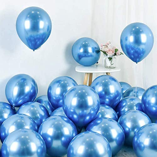 DOJoykey Blue Latex Balloon, 20pcs 12inch Metallic Balloons for Birthday Wedding Party Decoration