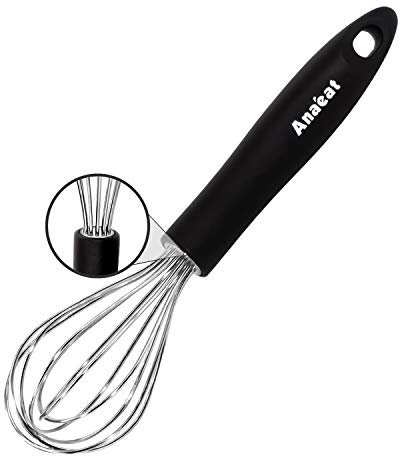 Anaeat 21 cm Schneebesen aus Edelstahl - Mit Dickem Draht & Starken Soliden Griffen zum Kochen, Backen, Mixen, Schlagen und Rühren