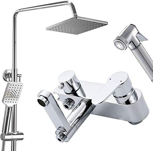 SENNIAN Ensemble de Douche Système de Douche Douche à Effet Pluie Colonne de Douche avec Douche de tête Douchette à Main et inverseur Barre de Douche Douche Raccord de Douche pour Montage