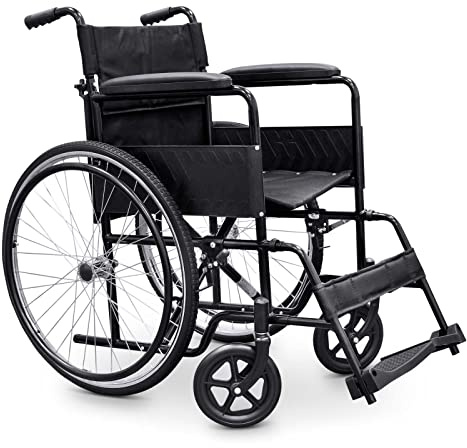 Fauteuil roulant pliant WELLCORE, Châssis en acier, Facile à plier, Dossier pliable, Repose-pieds pliable et amovible