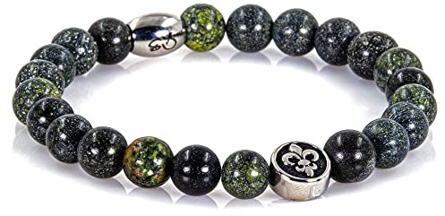 Bracciale Serpentino Bracciale Con Perline Giglio Fiorentino Verde 8mm In Acciaio Inossidabile