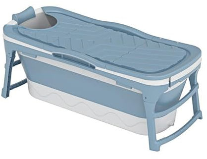 Iconique Collapsible Portable Bath Tub | Foldable Sauna, Shower, Cold Plunge, Outdoor Pool | 142cm x 60cm x 58cm | for Adults, Kids, Pets (Light Blue)