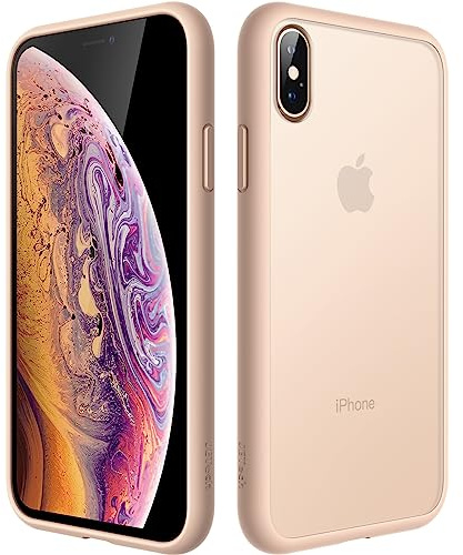 JETech Matt Hülle für iPhone XS und iPhone X 5,8 Zoll, Stoßfest Militärstandard FallSchutz Handyhülle, Mattierte Durchscheinende Rückseite Schutzhülle, Anti-Fingerabdruck (Altrosa)