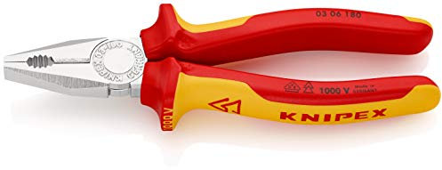 Knipex Kombizange, gebogen Schneidkraft → Kupferkabel: 12 mm Hartdraht: 2,2 mm Mittelharter Draht: 3,4 mm 180 mm VDE