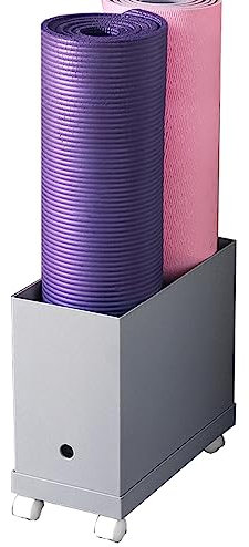 Yoga-Mattenständer Yogamattenhalter Yogamatten-Aufbewahrungsregal Weiß, Home Gyms Yoga-Matten-Halter mit Rädern für Schaumstoffrollen, Yoga-Blöcke und Widerstandsbänder, Große Speicherkapazität ( Col