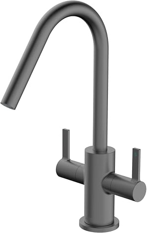 Bristan Cashew Kitchen Tap, Gun Metal, CSH EFSNK GM | Modern Design, Swivel spout, Top fix EasyFit installation, Dual lever operation, Kitchen mixer tap, Lifetime Cover