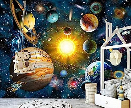 Papel tapiz mural grande para habitación de niños con estrella cósmica espacial de dibujos animados dibujados Decoración Fotomural Sala De Estar Pared Pintado Papel Tapiz No Tejido-430cm×300cm
