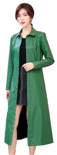 Disimlarl Gefälschte Leder Trenchcoat Für Frauen Faux Leder Mantel Lange Jacke Herbst Und Winter Mantel, 4, 42