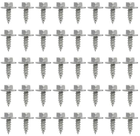 JNNJ 40 Pieces Automotive Fender Screws, Sheet Metal Nut Screws with Gasket, Car Body Undertray Fender Screw for Car Wheel Arch Cover Undertray Fender, Hex Head Self Tapping Screw for Plate Car