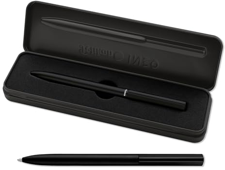 Pelikan Penna a Sfera INEO per Scuola e Ufficio, Design Minimalista, in Alluminio, Ricaricabile, in Astuccio Regalo di Metallo Sagomato, Sostenibile, Fusto Black Matt