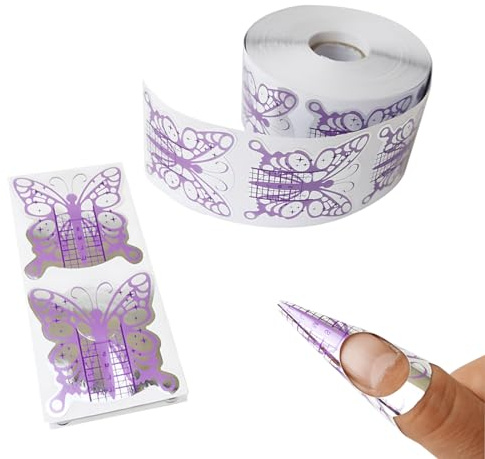 MenYiYDS - 200 Pcs Pochoirs à Ongles, pochoirs Papillon Violet argenté, pochoirs coiffants Ongles en Gel Auto-adhésifs, pochoirs Papillon Auto-adhésifs pour Le coiffage des Ongles artificiels