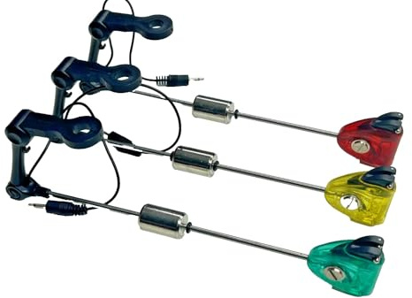 TMC 3 x Drop off illuminated Bite Indicator Swingers. Slider Weight, Standard 2.5mm Jacks. Red, Green & Yellow. Carp and Coarse fishing tackle