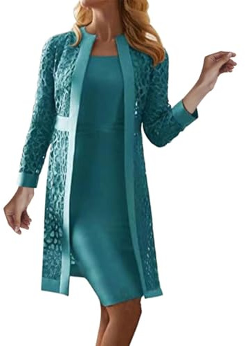 Vestido de noche largo para mujer, OBiQuzz, Vestidos de madres de novia para boda, Elegante, Dos piezas, Encaje, Cardigan, Gasa, Maxi, Tallas grandes, Vestidos de noche