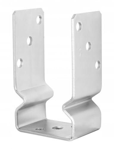 BK SHOP Pfostenträger U-Form Prägung zum Aufschrauben | Stützenfuß 71 x 150 x 60 mm | Pfostenanker Verzinkter Stahl 4 mm | Bodenanker für Holzpfosten | Pfostenschuh für Terrassen und Zäune