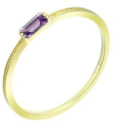 Stfery Ehering Damen Gold 585 Einzeln Ring für Damen Rechteckig Amethyst Verlobungsring Damen