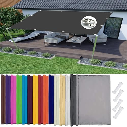 Voile d'ombrage Rectangle 1.9 x 3.6 m 95% UV Protection Solaire Voile Dombrage Pare Soleil avec Corde, Oeillets pour Jardin, Terrasse, Extérieur, Balcon, Gris Foncé