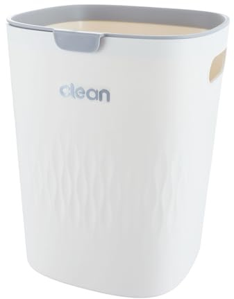 ASelected Trash Bin 10 L Kitchen Trash Can Pressure Rings Design Cream White Square Trash Can For Kitchen,Bathroom Office Living