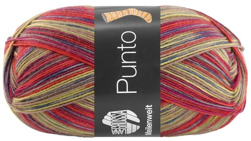 LANA GROSSA Meilenweit 100 Punto | Sockenklassiker, bedruckt und waschmaschinenfest | Handstrickgarn aus 80% Schurwolle & 20% Polyamid | 100g Wolle zum Stricken & Häkeln | 420m Garn FB 6304