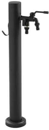Support de Tuyau D'arrosage Autoportant avec Robinet - Colonne D'eau de Jardin en Acier Inoxydable - Fontaine Exterieure de Jardin - Robinet D'eau de Bouche D'incendie - Noir