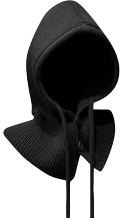 TRADERPLUS Chapeau d'hiver pour Femme Chapeau écharpe à Capuche Bonnet Cagoule en Tricot avec Cordon de Serrage Ajustable (FR/ES, Alpha/Lettres, Taille Unique, Noir)