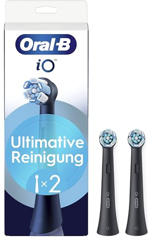 Oral-B iO Ultimative Reinigung – ORIGINAL Aufsteckbürsten für Elektrische Oral-B iO Zahnbürsten – Bürstenköpfe, Zahnbürstenaufsatz, Ersatzbürsten, Fortschrittliche Tiefenreinigung – Schwarz, 2 Stück
