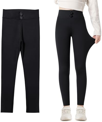 JinBei Leggings para Niñas, Fitness Elástico Cintura Alta Transpirable Largos Pantalones con Bolsillos, Niños Cómodos Gym Deportes Ballet Escuela Pants Ropa para Niña 4-16 Años