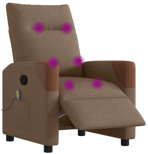 vidaXL Massagesessel Elektrisch Braun Stoff, Massagestuhl, Relaxsessel, Massagesessel, Sessel mit Massagefunktion, Sessel mit Relaxfunktion