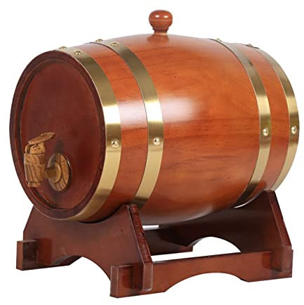 Botte di vino vintage da 20 l, color cioccolato, in legno di quercia, per vinificazione, birra, whisky, rum, ideale per bar e conservazione