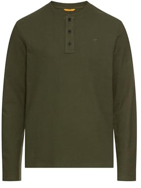 camel active Herren Henleyshirt aus Reiner Baumwolle Waldgrün, Menswear-L