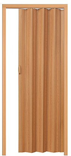 tectake® Schiebetür Komplettset, Lamellentür, Falttür, Tür 80x203 cm, Raumtrenner mit Laufschiene, Vorhang gegen Zugluft, Klapptür als Kälteschutz, Schallschutz, Holz Optik - Nussbaum