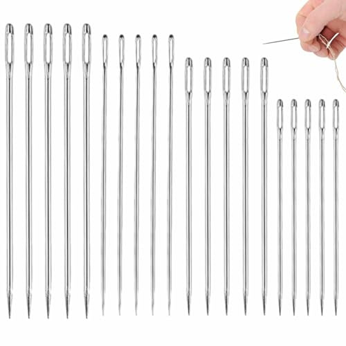 Big Eye Long Sewing Needle, 20pcs Large Eye Embroidery Needles, 4 Sizes Sharp Point Stitching Needles,60mm,75mm,89mm,100mm,Sewing Needle, darning Needle