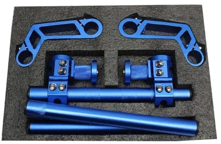 Skdvy Motorradlenker Kompatibel, Lenker, verstellbare Lenkung, 7/8 Zoll, CNC-abnehmbares Lenkersystem for Motorräder, 125 cc, Pitbike, Dirtbike, Motocross-Scooter(Blue)