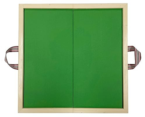 Folding Card Game Table W/Green Tabletop, Portable Mahjong Table for Poker Cards, Board Games, Tiles Games, Classic Wooden Dominoes Table)