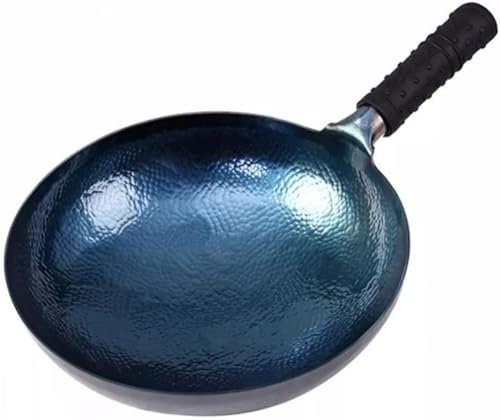 Wok Tradicional Chino, Wok Hecho a Mano y sartén freír Espesada sin sartén Antiadherente de Cocina Multifuncional de Cocina (32 cm)