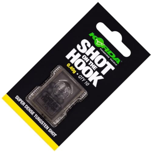 Korda Shot on the Hook Gewichte, aus reinem Tungsten für verbesserte Hakeffizienz, Wiederverwendbare Rig-Gewichte für Karpfenangeln, 10 Stück, 0,40g