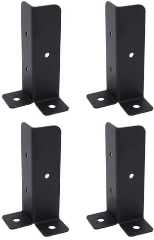 TOPINCN 4 Set di Staffe Post -Base Regolabili, Staffe di Ancoraggio Posti di Servizio Pesante, Base Post Metallo con, Facile Installazione per Legno, Kit Staffe per Recinzione, Portico,