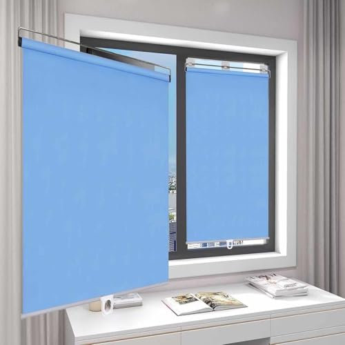 Tenda a rullo retrattile con sistema a molla, portatile, temporanea, isolata, senza trapano, disponibile in 40 x 150 cm, 65 x 150 cm, 105 x 150 cm, blu 105 x 150 cm