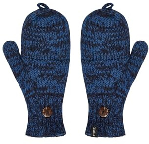 THC Klapphandschuhe 716 blau | Schafwolle | Strickhandschuhe | Schafwoll-Handschuhe | Woll-Handschuhe | Schafwollfäustlinge | Schafwollhandschuhe