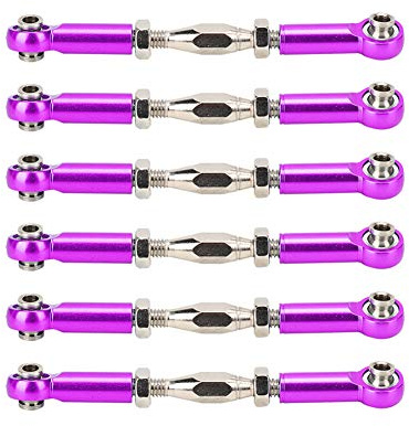 6Pcs Aluminum Alloy Adjustable Push Rods | Turnbuckle Rod Linkage for RC Cars/Trucks/Buggies | 5 Colors, Upgrade Accessories (Purple)