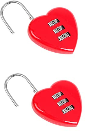 HOMSFOU Lot de 2 cadenas à combinaison en forme de cœur en métal durable pour bagages, à dos, casier, boîte à bijoux avec code réinitialisable, serrures de sécurité compactes et élégantes