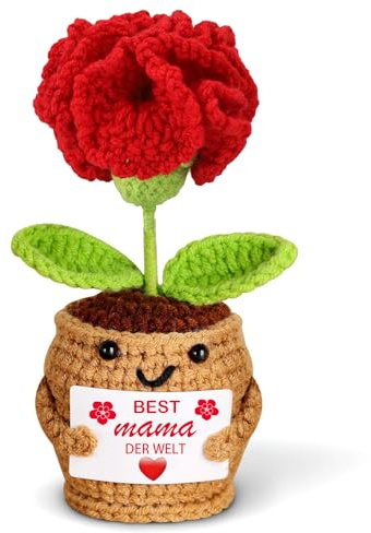 boluoboluomi Geschenk für Mama,Geburtstagsgeschenk Mama Besondere Mutter Tochter Geschenk Pocket Hug Nelken,Positive Potato Kartoffel Serien Gehäkelte Blumen Geschenke für Frauen Deko, (Nelken)
