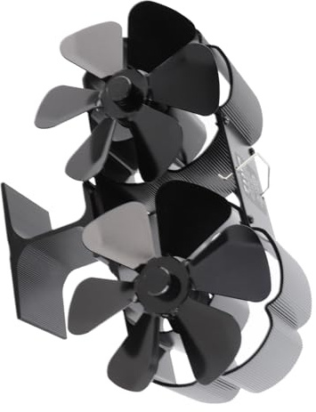 ZJchao Ofenventilator mit 6 Flügeln, Doppelköpfiger, Wärmebetriebener Kaminventilator, 4500 U/min, Leise, 25 DB, Aluminiumlegierung, Größe 88 X 54 X 175 Cm, für Holz- und Gasöfen