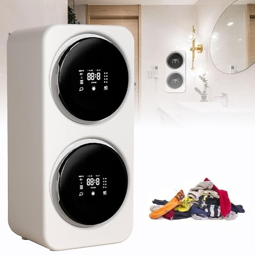 XCSCUK Lavatrice per Intimo Completamente Automatica, asciugatrice compatta elettrica 2 * 3.5L, Asciugatura ad Alta Temperatura 65℃ (Desktop)