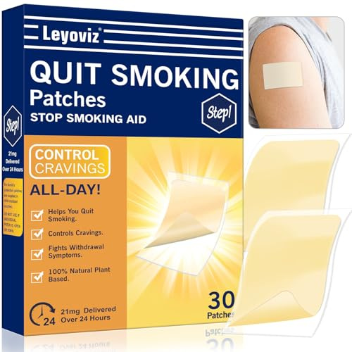 Nicotine Patches to Quit Smoking Step 1, 21 mg Stop Smoking Aids Patche, 30 Count Quit Smoking Stickers That Work with 2 Weeks, Patch Provides a 24-Hour Nicotine Transdermal System