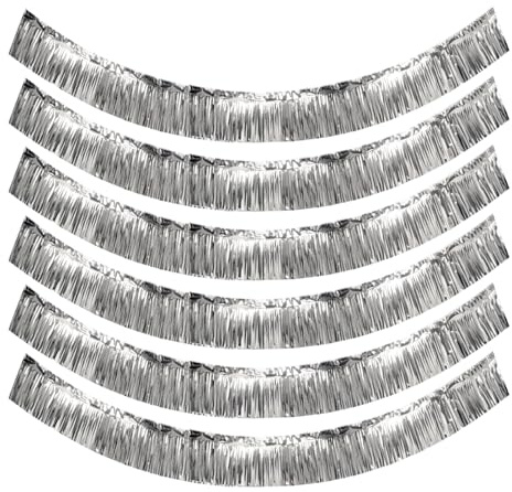 Yuragim 6 Stück Silber Fransen Girlande Metallic, Einzelleiste 3m x 30cm Lametta Girlande Silver Folien Fringe Garland Wall Hanging Dekoration für Weihnachten Geburstag Karneval Hochzeit Party Deko